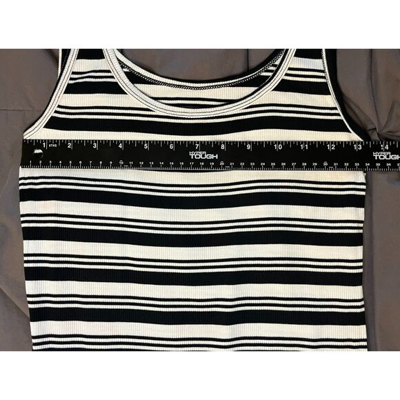 BCBGeneration Black White Stripe Stretch Knit Tank Midi Sundress Small - Picture 7 of 8